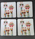 4 pack of Coasters with a Family of Three Giraffes