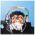 Cool Monkey with Headphones | Hand painted oil on Canvas | 60x60cm Framed.