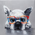 Cute French Bulldog with glasses | Hand painted oil on canvas | Various sizes | Framed