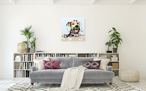 Cheeky Labrador | Hand painted oil on canvas | 50x50cm Framed. - Fun Animal Art