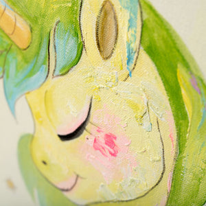 Sleeping Unicorn | Hand painted oil on canvas | 60x60cm Framed - Fun Animal Art