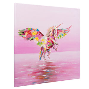 Flying Unicorn | Hand painted oil on canvas | 60x60cm Framed - Fun Animal Art
