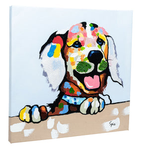 Cheeky Labrador. 100% hand painted oil on canvas. Framed - Fun Animal Art