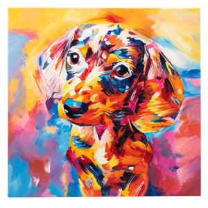 Dazzling Dachshund | Hand Painted Oil on Canvas | 60x60cm Framed. - Fun Animal Art