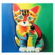 Dazzingly Colourful Kitten | Hand Painted Oil on Canvas | 60x60cm Framed - Fun Animal Art
