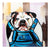 Grumpy Bulldog in Dungerees | Hand Painted | 60 x 60cm Framed - Fun Animal Art