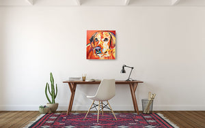 Beautiful Vibrant Labrador | Hand Painted Oil on Canvas | 60x60cm. Framed - Fun Animal Art
