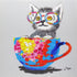 Cat in a tea cup | Hand painted oil on canvas | 50x50cm. Framed