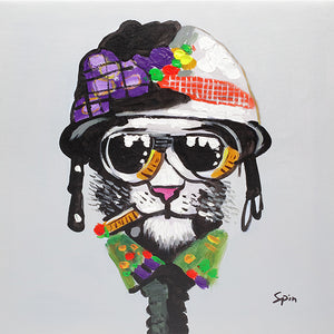Cool dude cat with sunglasses. 100% hand painted oil on canvas. Framed - Fun Animal Art