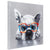 Cute French Bulldog with glasses. 100% hand painted oil on canvas. Framed - Fun Animal Art