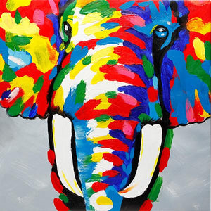 Dazzling Elephant. 100% hand painted oil on canvas. Framed - Fun Animal Art
