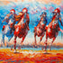 Polo playing running horses | Hand painted oil on canvas | Framed | HALF PRICE | 48x56cm (19x22 inches)